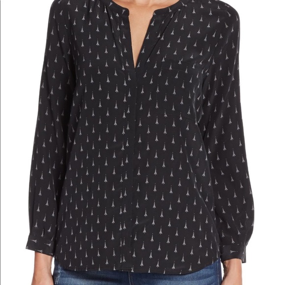 Joie Hanelli Eiffel Tower print blouse size small - Picture 2 of 2